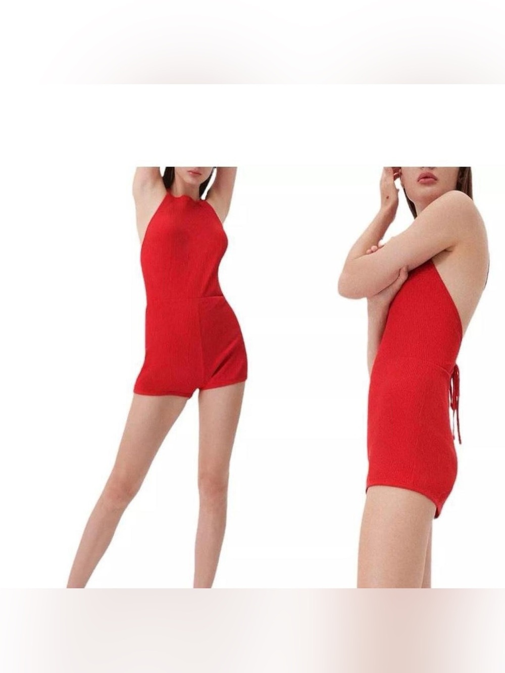 Zara Red Halter Mini Romper